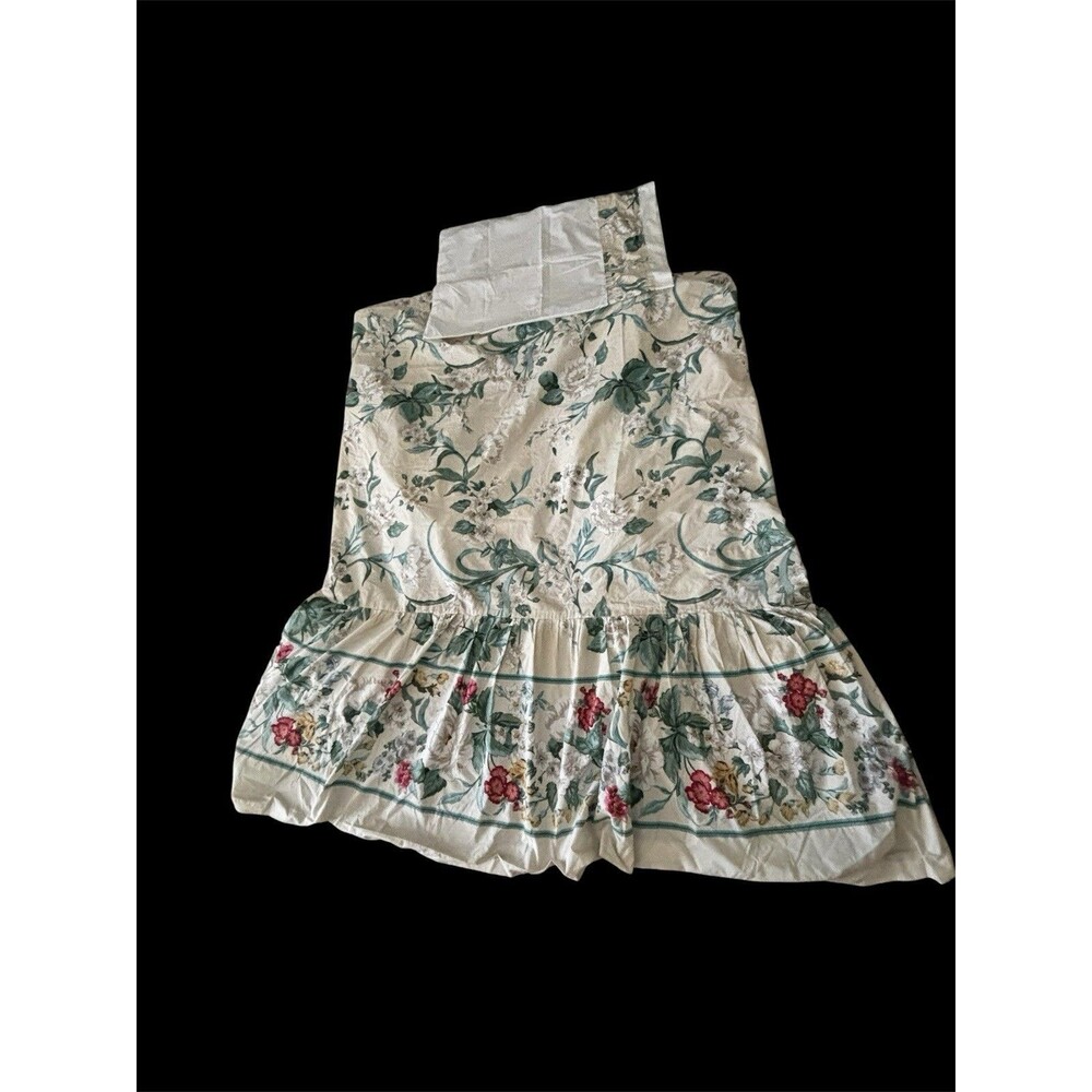 Vtg 80s Cotton Floral Daybed Cover, Spring Flowers W/pillow Sham Set Cottagecore